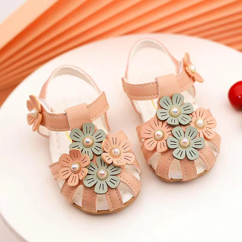 Congme Baby Girls Floral Sandals Toddler Kids shoes Non-slip Soft Breathable Princess Shoes 0-4 yrs