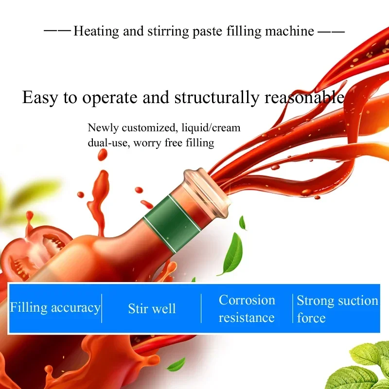 PBOBP Semi-automatic Jam Cream Filling Machine, Mixing Funnel Heating Filling Machine