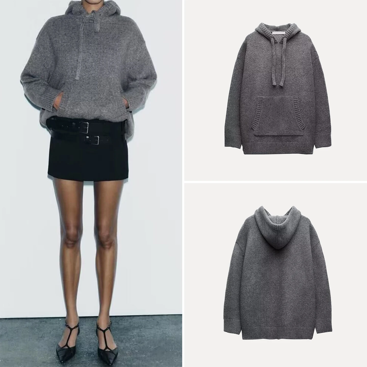 

Faionable Knitted Loose Sweatirt Autumn 2025 Women's Casual Ele Sle Z Brand Hooded Long Sve Color