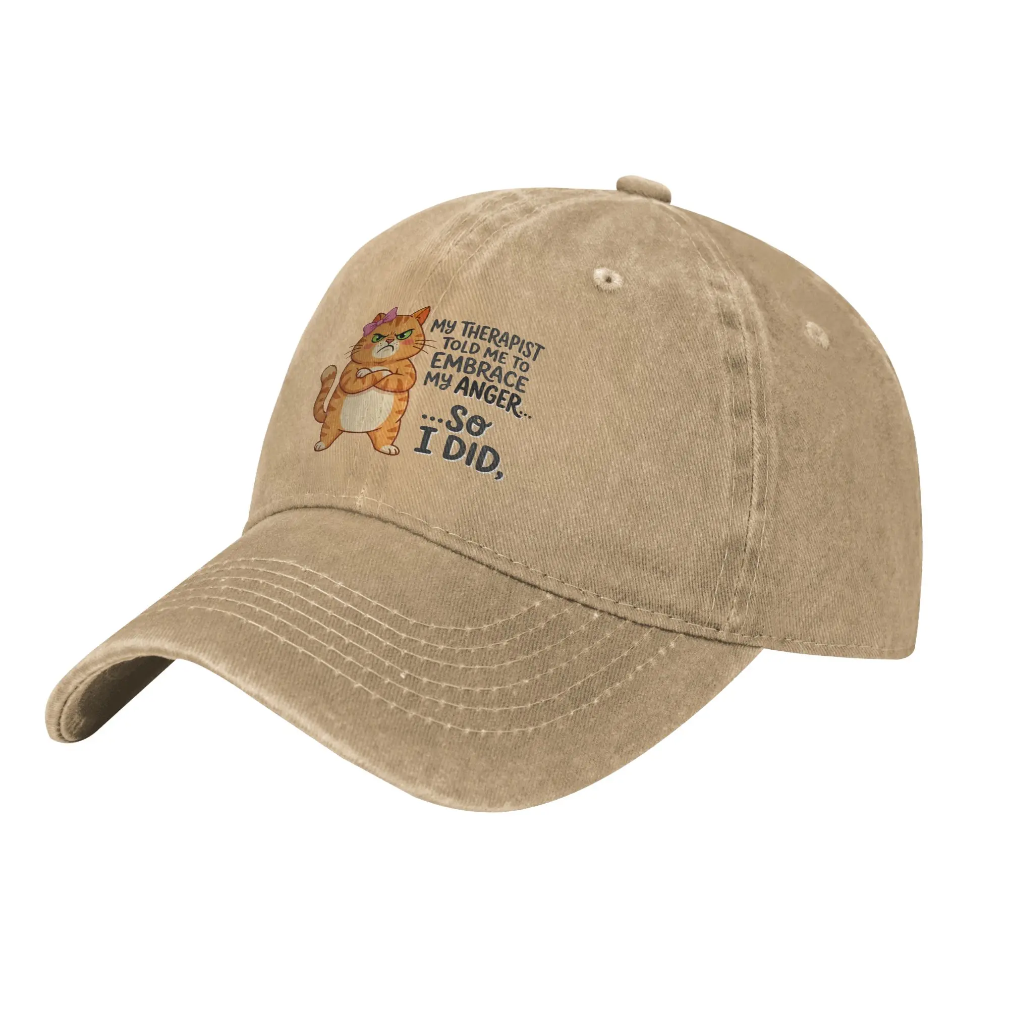 My Therapist Told Me To Embrace My Angry Orange Tabby Cat Quote Baseball Cap Men Hats Women Visor Protection Snapback  Caps