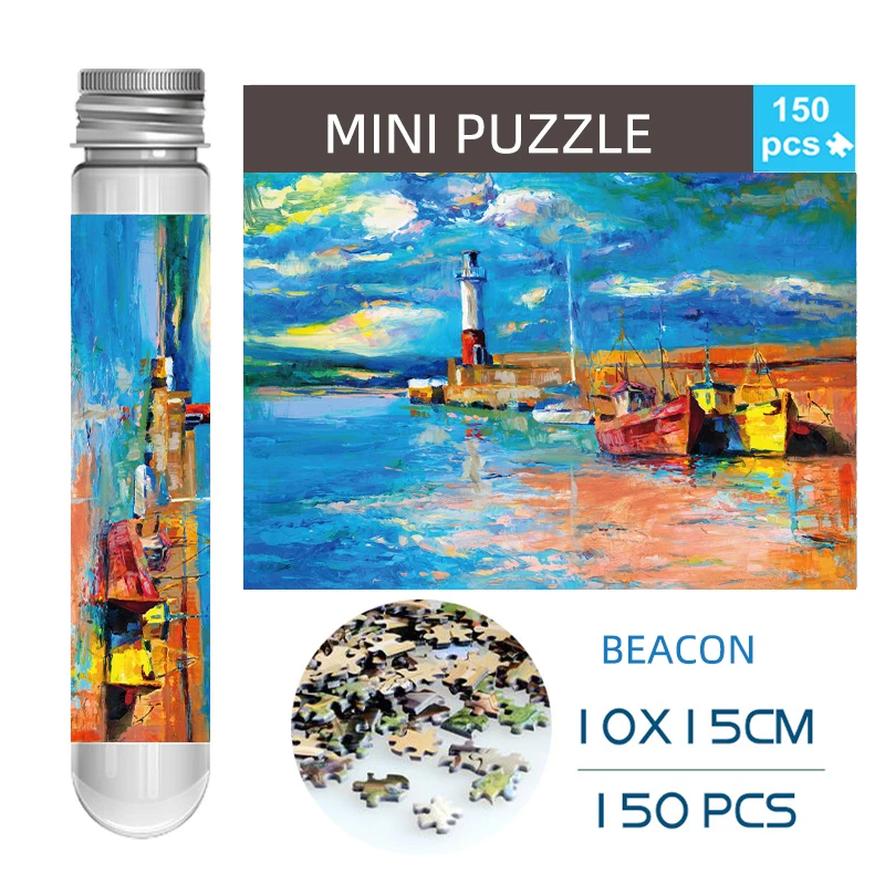 150PCS Mini Test Tube Jigsaw Puzzles Beacon Decompression Toy Landamark Puzzle Fridget Puzzle Game Family Decoration