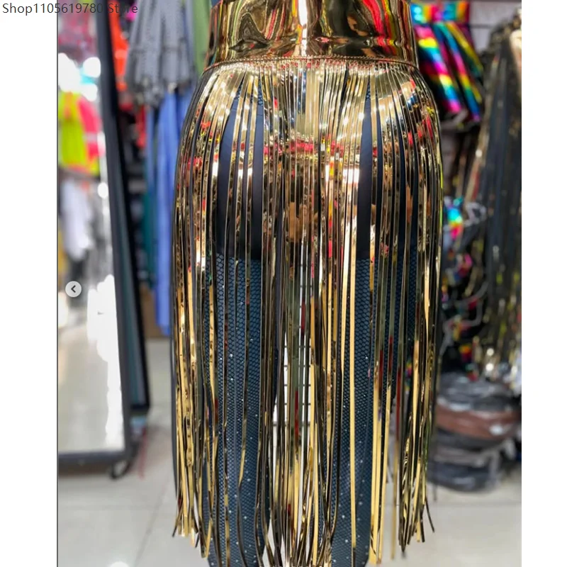 Multi‑Layer Fringe Tassel Half‑Skirt Adjustable Wide Buckle Faux‑Leather Waistband Adult Role‑play Stage Performance Accessory 5