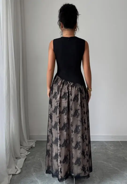 

Womens Dresses 2025 Spring Summer New Latest Hot Elegant Square Neck Sleeveless High Waist Casual Camisole Vest Long Dress