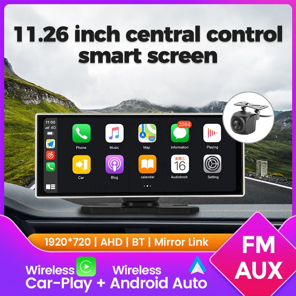 MEKEDE Universal Car Radio Wireless Carplay Android Auto MP5 Player Multimedia WIFI Video Recorder FM AUX Support the camera