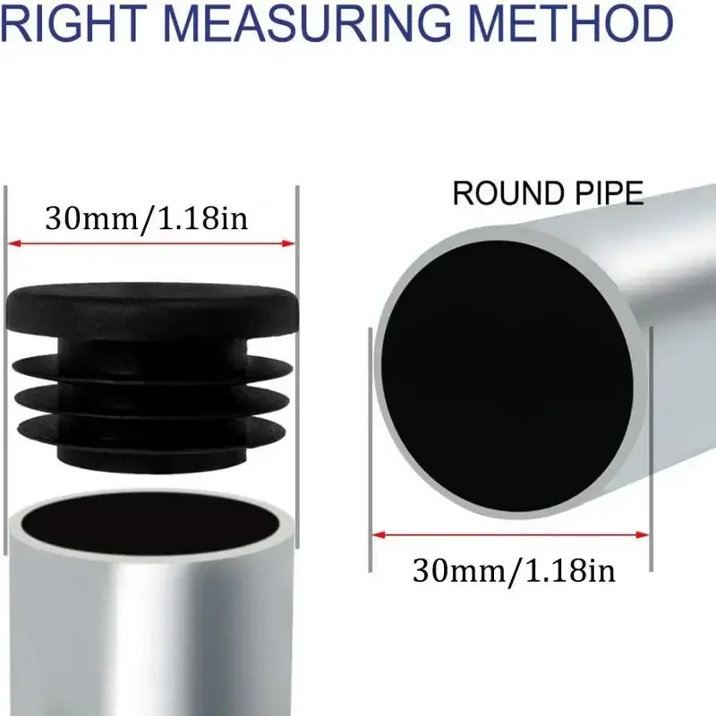 8/24pcs Pipe End Blanking Caps Bung Tube Insert Plug Round Plastic Blanking End Cap Diameter14/16/19/22/25/30/35/40/45/50mm