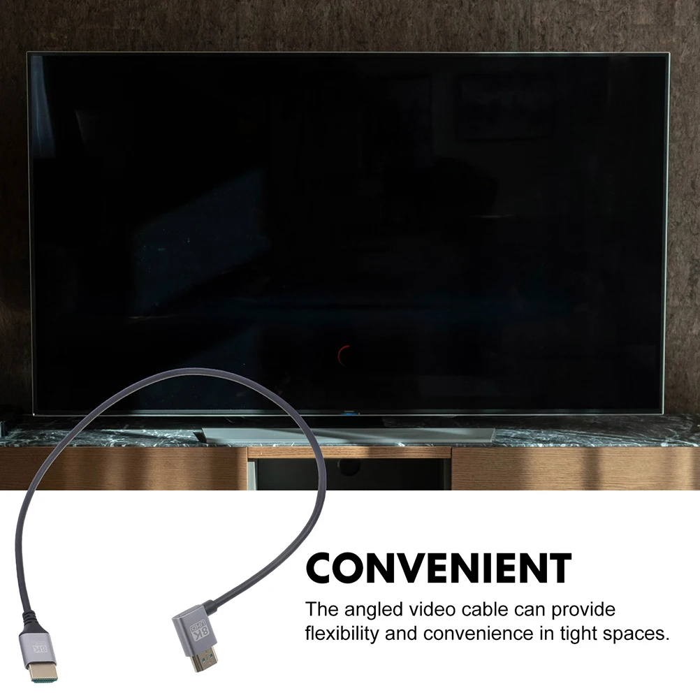 

8K Video Cable Monitor Connector 0.5M Up Bend Male to Male Tinned Copper Compatible PC Laptop Gaming Console Short Wire