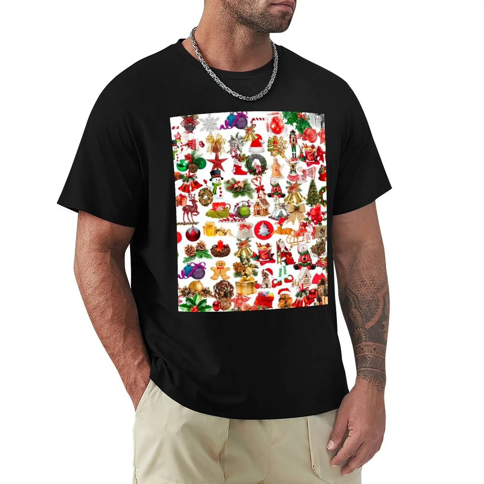 christmas,santa claus,rainbow, christmas tree, snowman,snow, star,hat,ball, ornament,candle T-Shirt