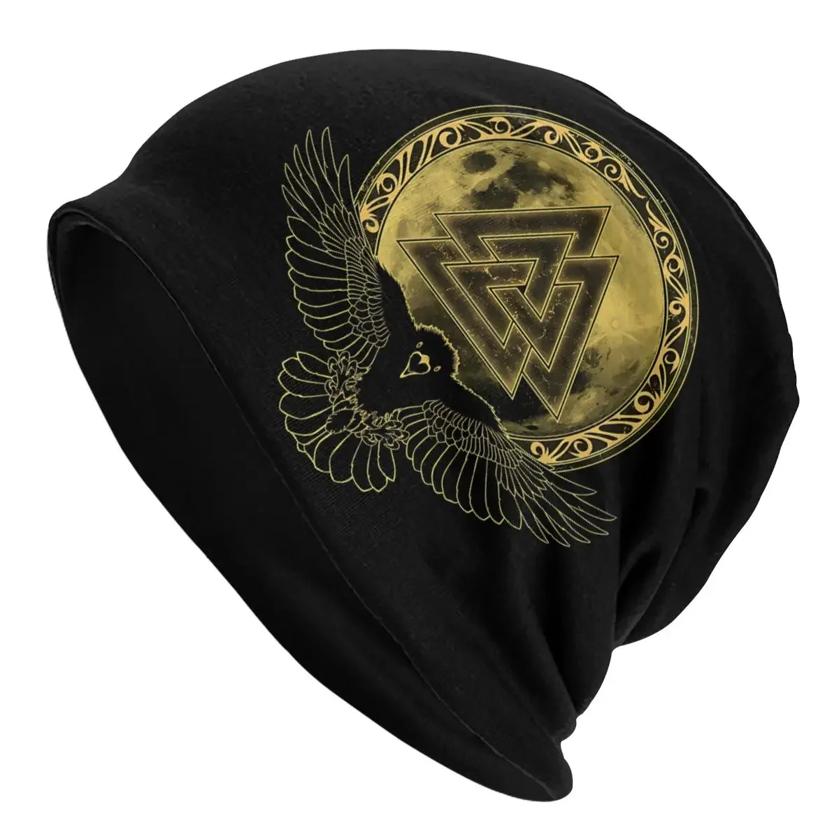 Thin Bonnet Hats Men Women's Raven Valknut Full Moon Cap Hip Hop Skullies Beanies Caps