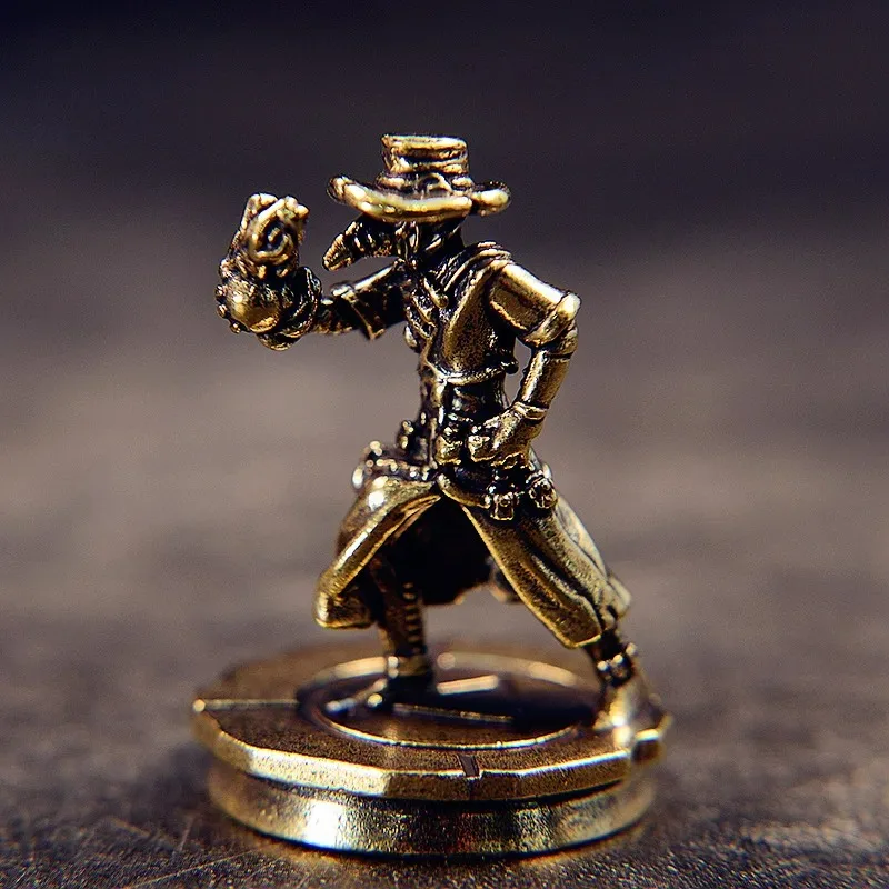 Solid Brass Dance Cowboy Figurines Miniatures Vintage Metal Characters Model Statue Desktop Toy Ornament Decorations Collections