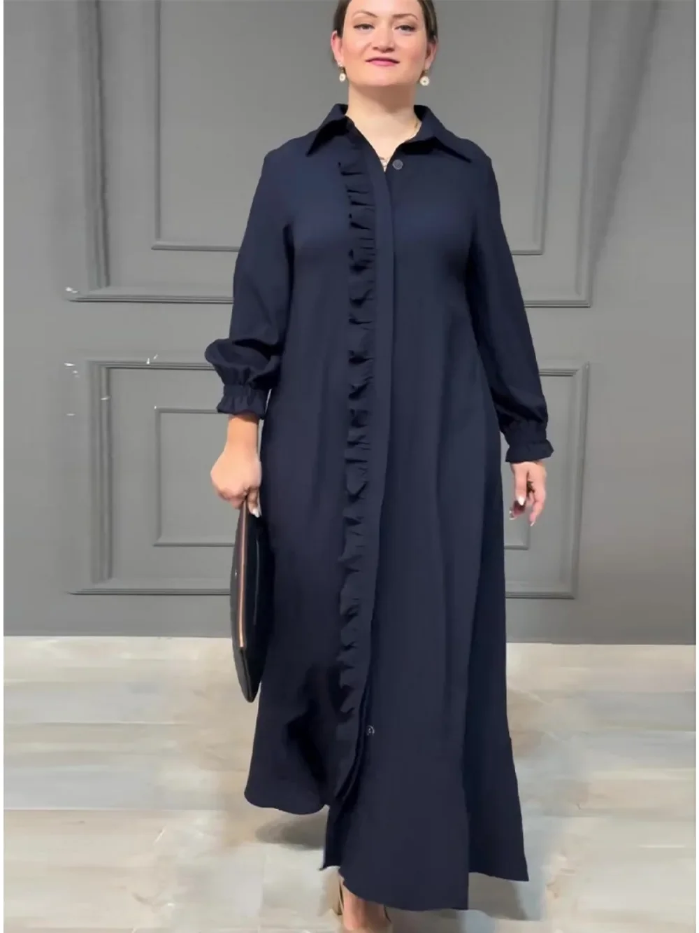 Eid Muslim Shirt Dress Abaya for Women Dresses Ruffle Jalabiya Kaftan Islam Vestidos Arab Long Robe Ramadan Morocco Dubai Abayas