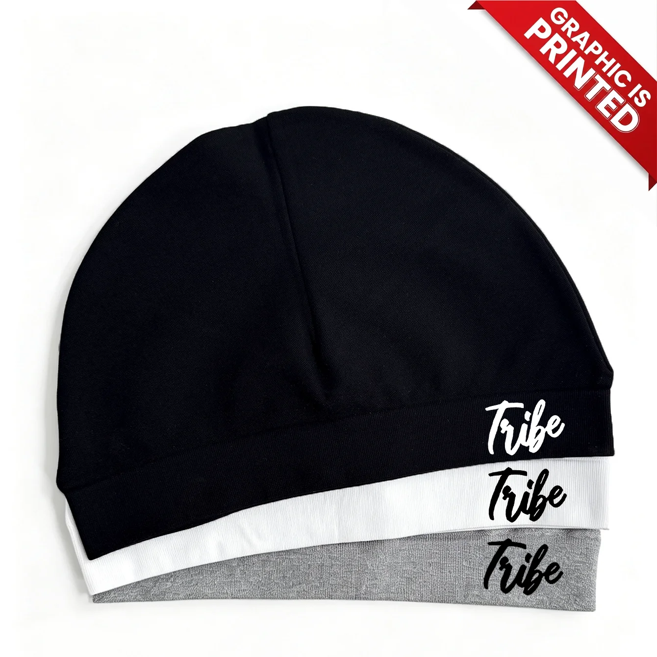 Tribe Signature Letter Printed Lightweight Skull Cap Beanie Elastic Soft Sweat Wicking Running Cycling Helmet Liner Sports Cap