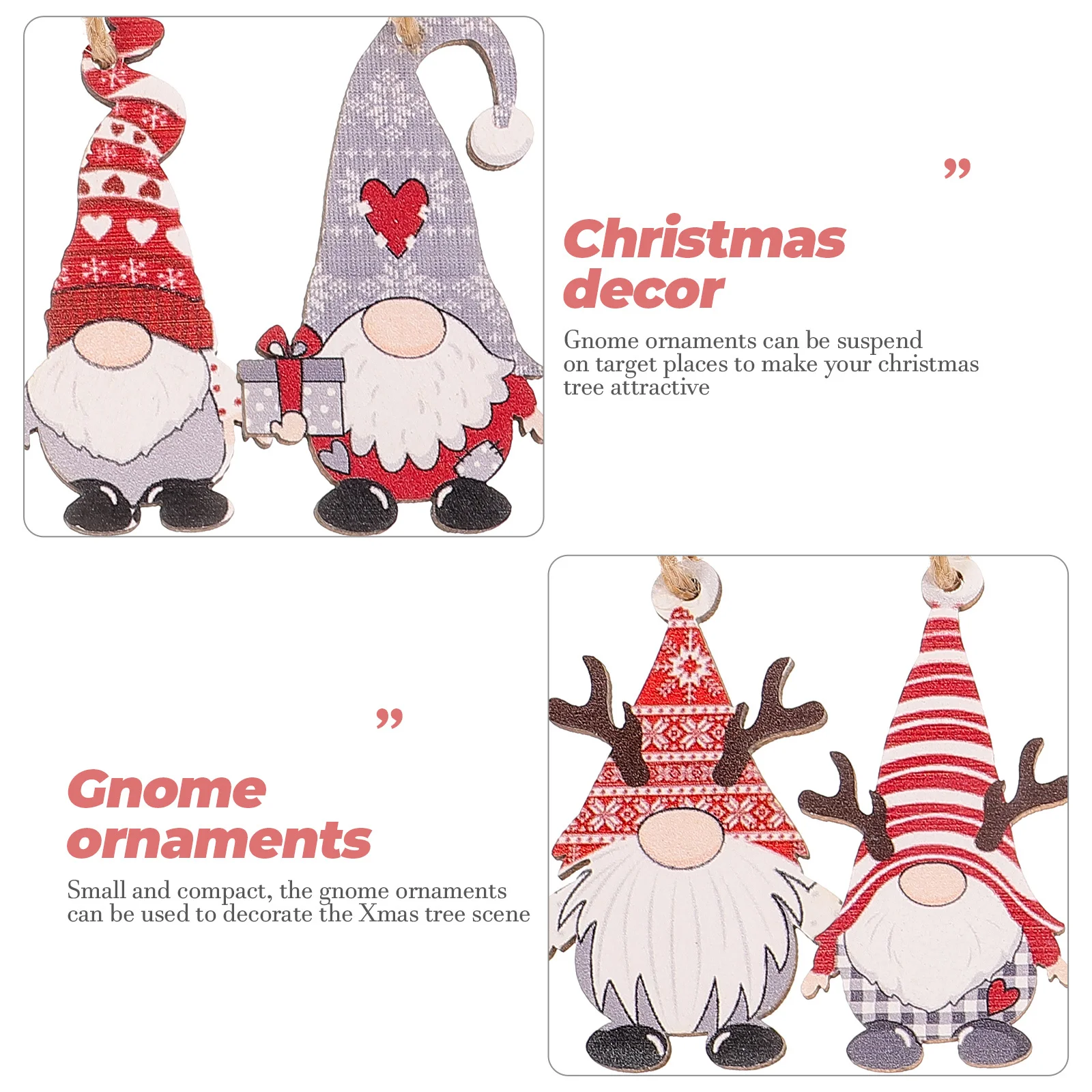 

12Pcs Wood Gnome Ornaments Christmas Hanging Decorations Christmas Tree Decor Gifts Gnome Decorations Mini Gnomes