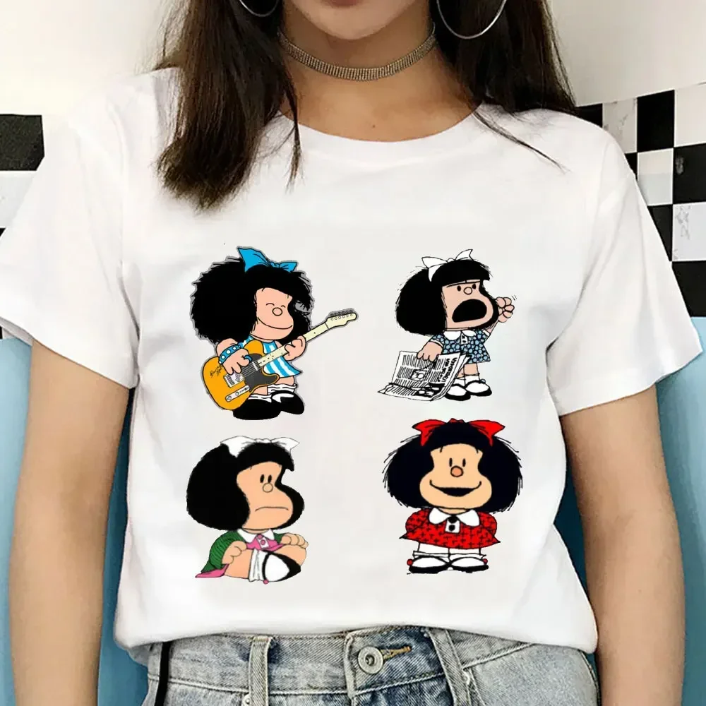 Clothes for Women Mafalda Cartoon Women Printed T Shirt Casual Female Tops 4XL Graphic Kawaii Tees Ladies Streetwear Tshirt