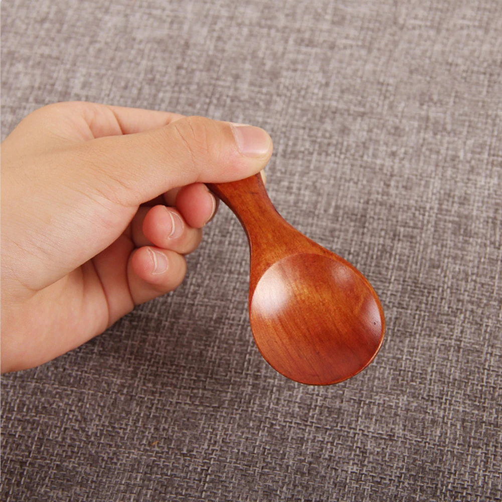 Short Handle Wide-mouthed Milk Powder Spoon Wooden Condiment Teaspoon 8 * 3.5 CM