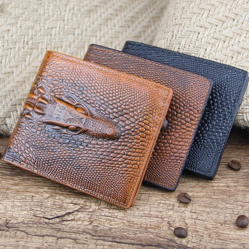 

European and American men's fashionable classic versatile crocodile pattern short multi-functional wallet cheap wallet