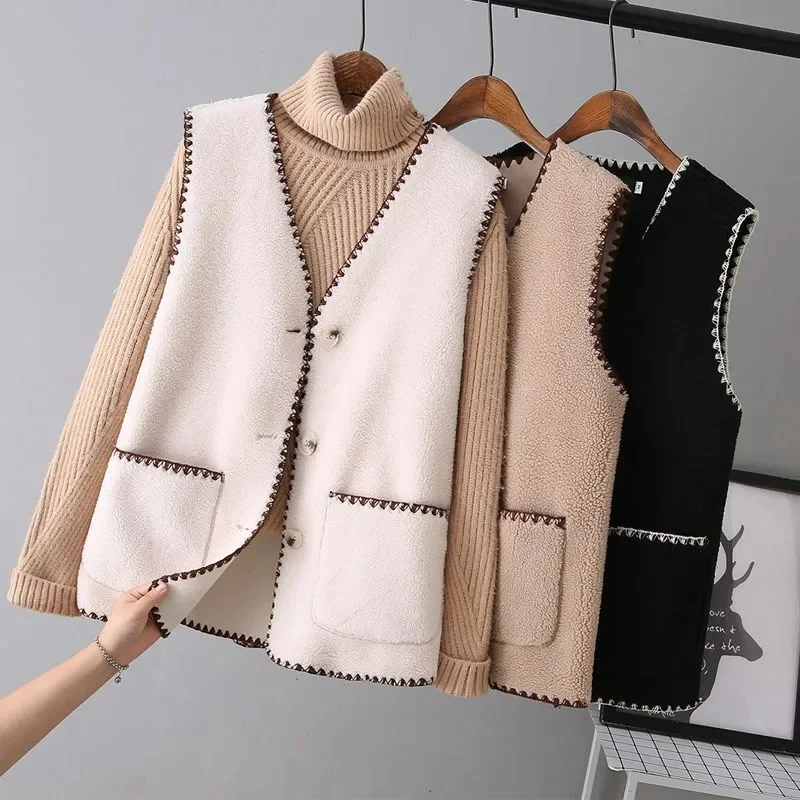 Lamb Hair Coat 2024 Women's Korean Edition Leisure Versatile Fashion Camry Shoulder Fur Integrated Women's Vest Fur ToP Mother