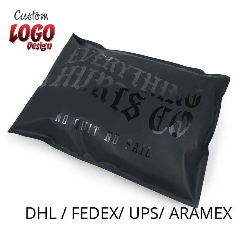 Customized Logo Printed Matte Black Polymailers Clothing Packaging Poly Mailer Shipping Mailing Bags