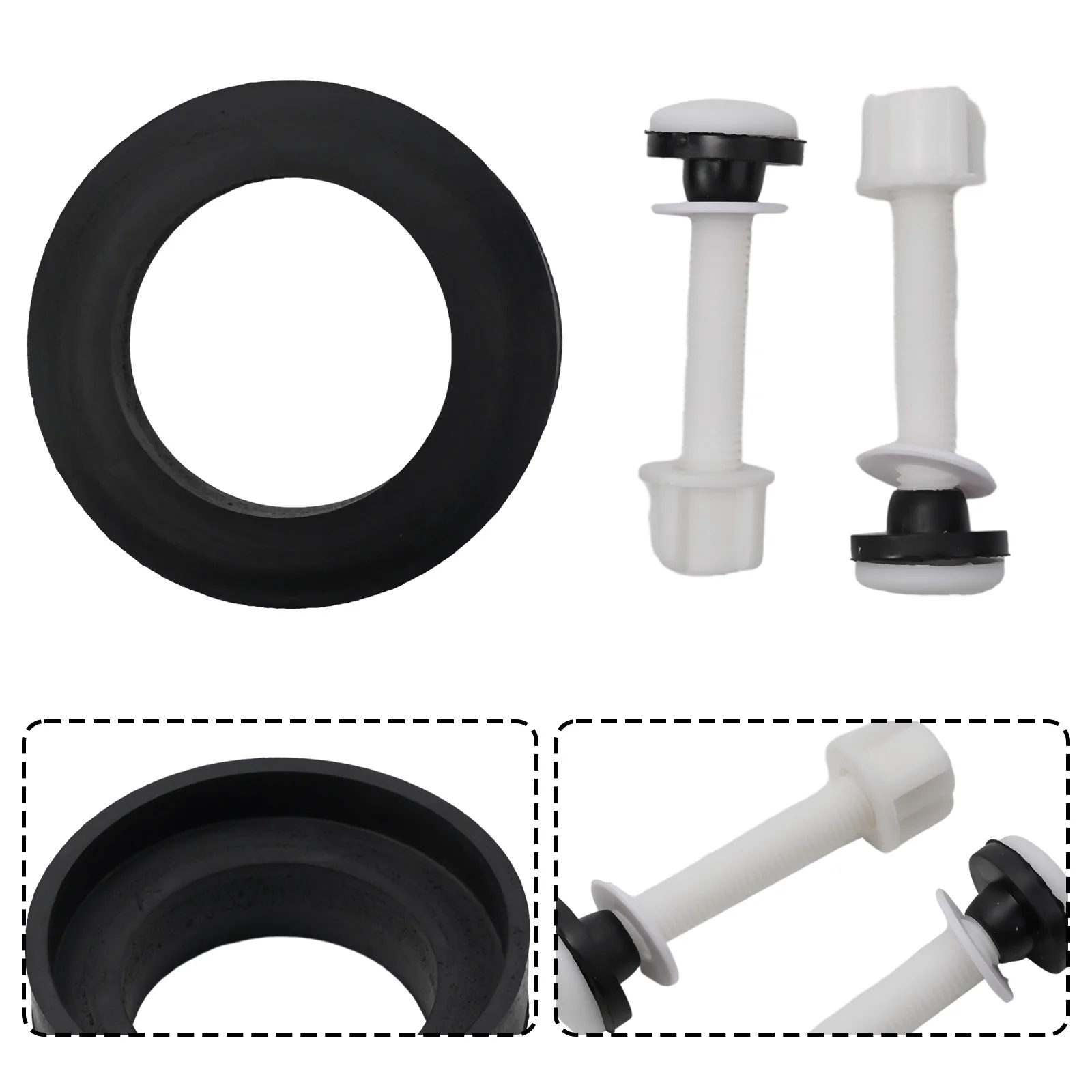 Toilet Cistern Seal Pan With 2xBolts Toilet Hinge Close Coupling Bolts Rubber Washer Home Bathroom Accessories