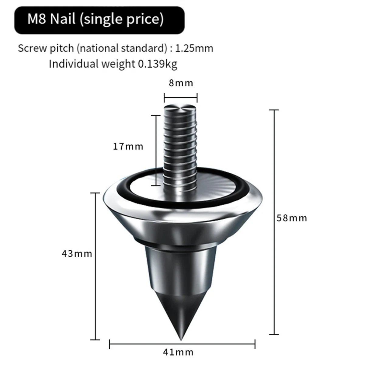 N87R HIFI Audio Speaker Amplifier Shock Absorbing Foot Cone Feet Base Nail Isolation Spikes Stand Pad,1PCS M8 Foot Nail