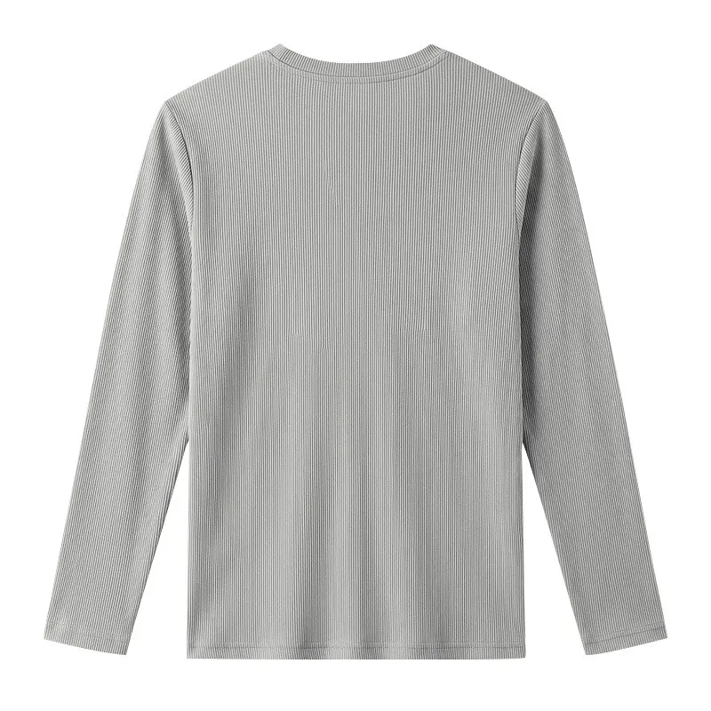 Herren Einteiliges Herbst- und Winter-Unterhemd mit V-Ausschnitt, Lässiges Loses Strick-Langarm-T-Shirt, Weiches und Dehnbares Basic-Layering-Oberteil – Detail 15
