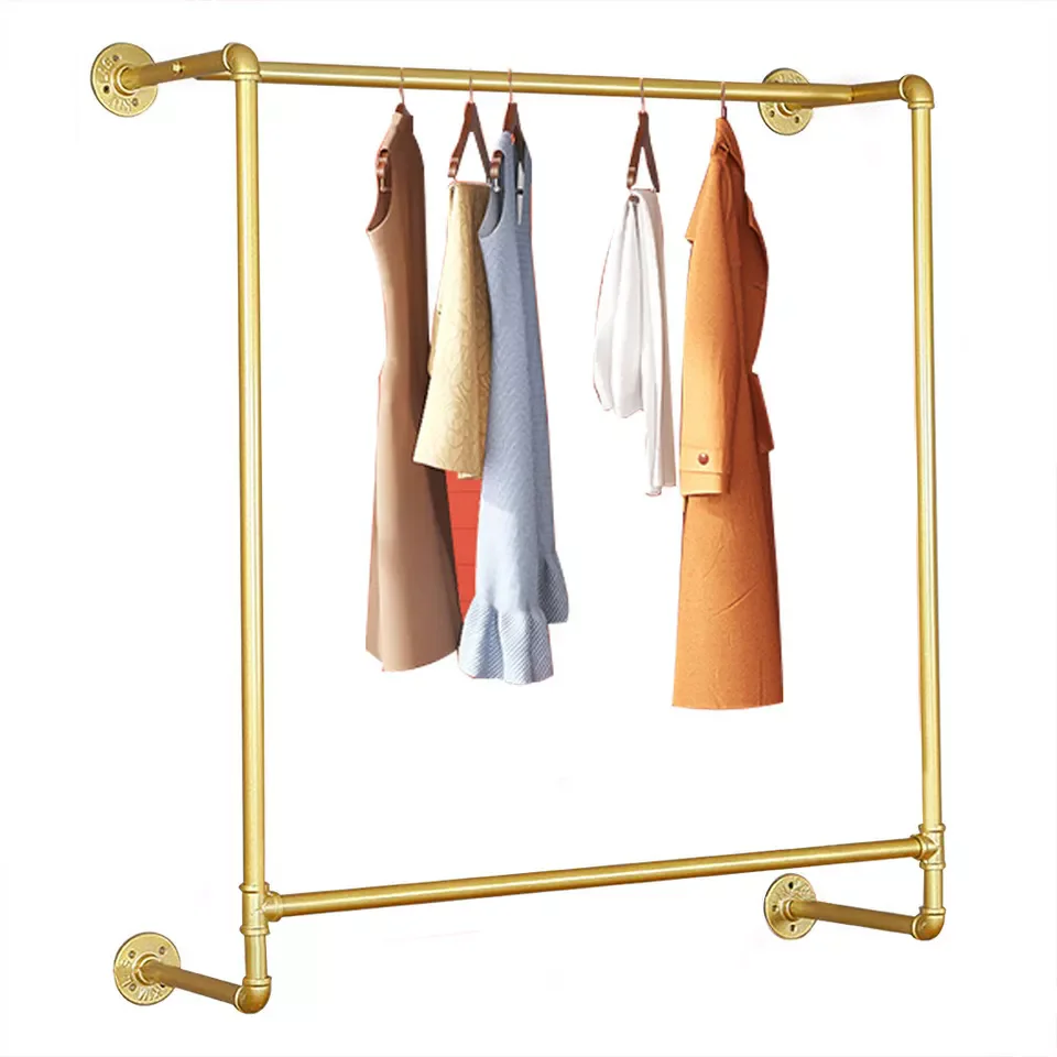 Wall Mounted Clothes Rack Detachable Wall Hanging Bar Garment Rack Space-saver