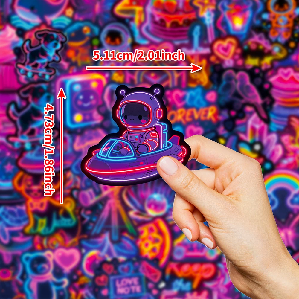 

10/30/56pcs Funny Cute Neon Light Graffiti Stickers Aesthetic Decals DIY Skateboard Phone Notebook Cartoon Creative Sticker Pack