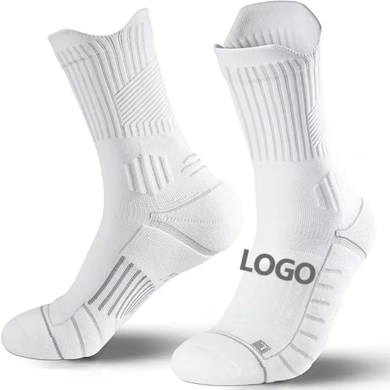 Custom mens socks sports custom socks logo white running grip designer crew unisex ankle athletic soccer cotton