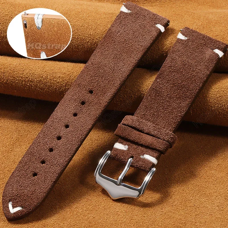 Suede Band 22mm 20mm Strap for Samsung Watch 6 5 4 7 40mm 44mm Soft Belt for Seiko Bracelet Universal Watchband Quick Release