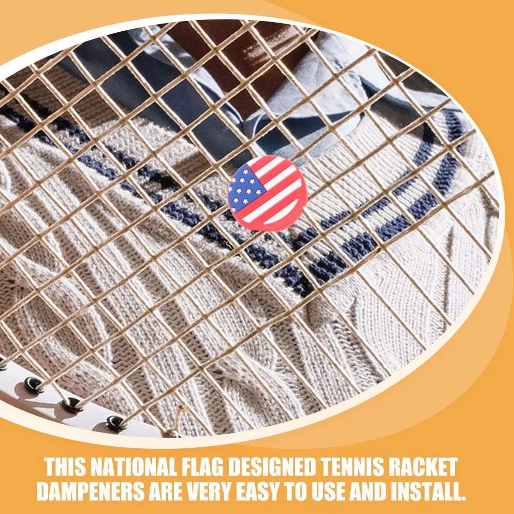 5 Pcs Tennis Racket Dampener Silicone Shock Absorber National Flag Designed Premium Stretchy Performance Easy Install