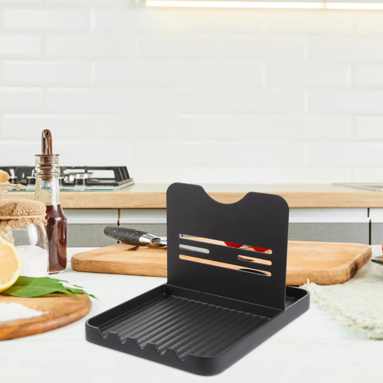 

Gun Gray Pot Lid Rack Kitchen ganizer Drip free Spoon Holder Pan Cover Rest Gadgets Cutting Board St Storage Solution