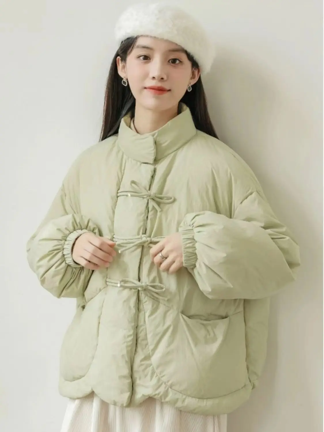 

Puffer Parkas Womens Winter Padding Vintage Thick Overcoats Oil Resistant Wrap Woolen Hip Hop Raglan Slant Classical Attractive