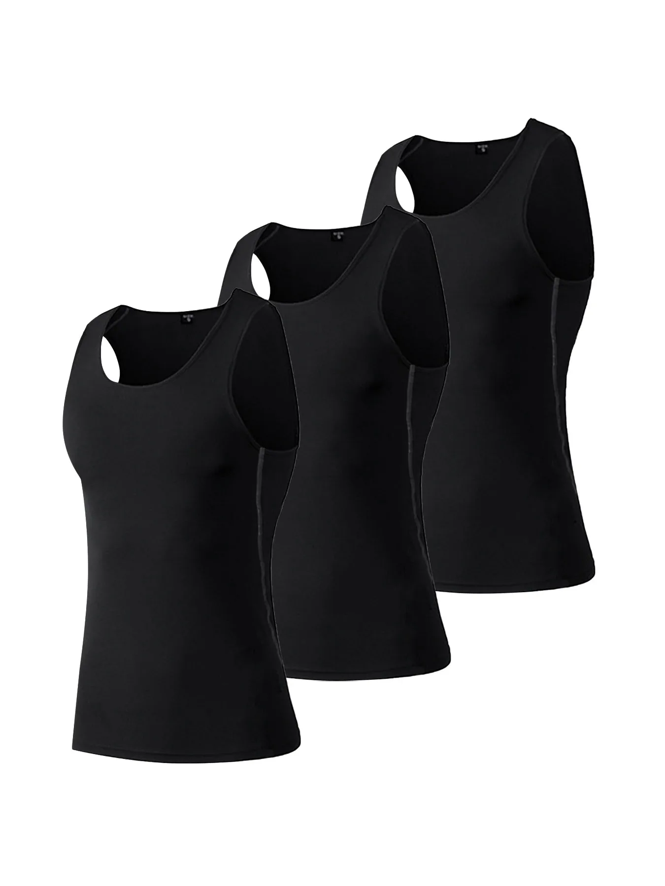 3 Pack Sleeveless Compression Shirt Men Quick Dry Slimming Body Shaper Undershirts Tank Tops Running Workout Athletic Base Layer