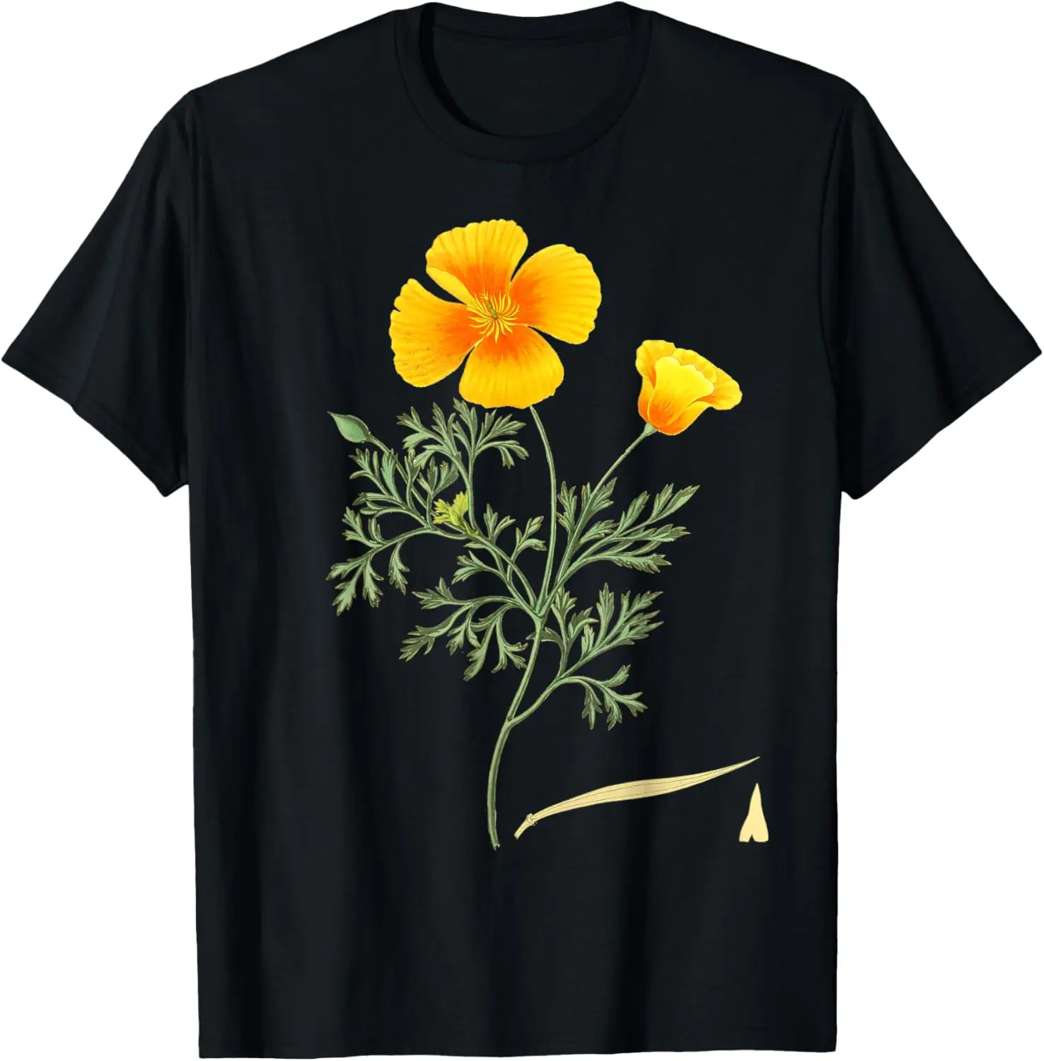 Californian Poppy Botanical Illustration Flower California T-Shirt