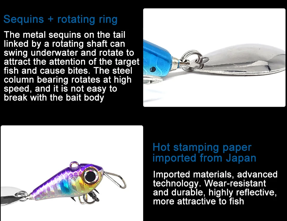WALK FISH 15 g 3,3 cm VIB Angelköder Little Star Rotierende Pailletten Micro-Objekt Little Bean Cyclone Crankbait Fly Japan Fishing – Detail 7