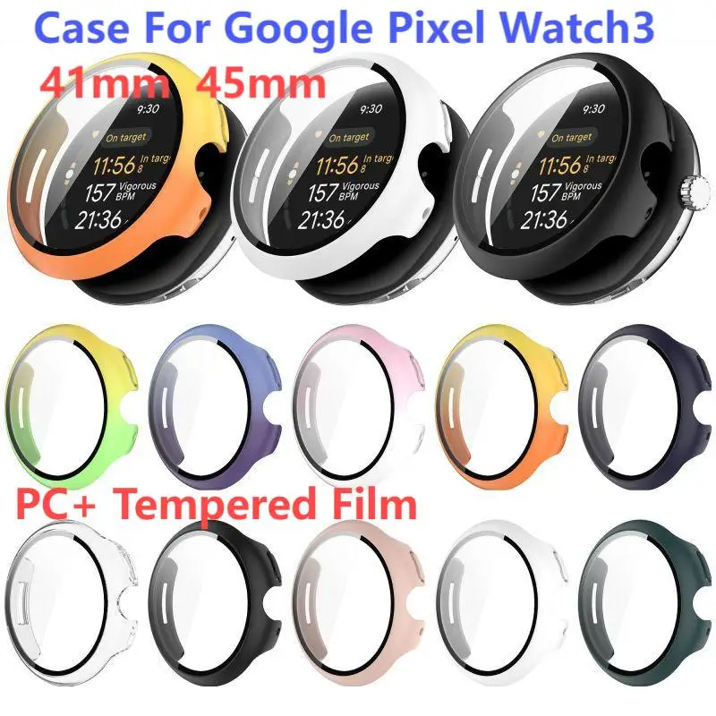 เคสป้องกันแบบบูรณาการหลากสีสำหรับ Google Pixel Watch3 41/45มม. ทำจากฟิล์ม PC