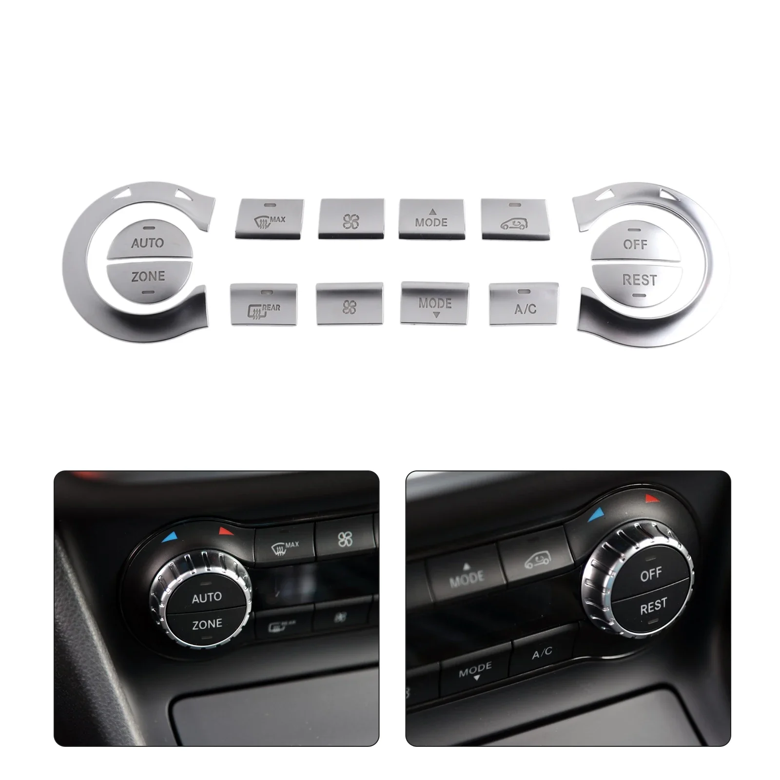 ABS Button Cover A C Button Trim Interior Car Styling Hassle-free Installation Process Robust ABS Material For Mercedes C117