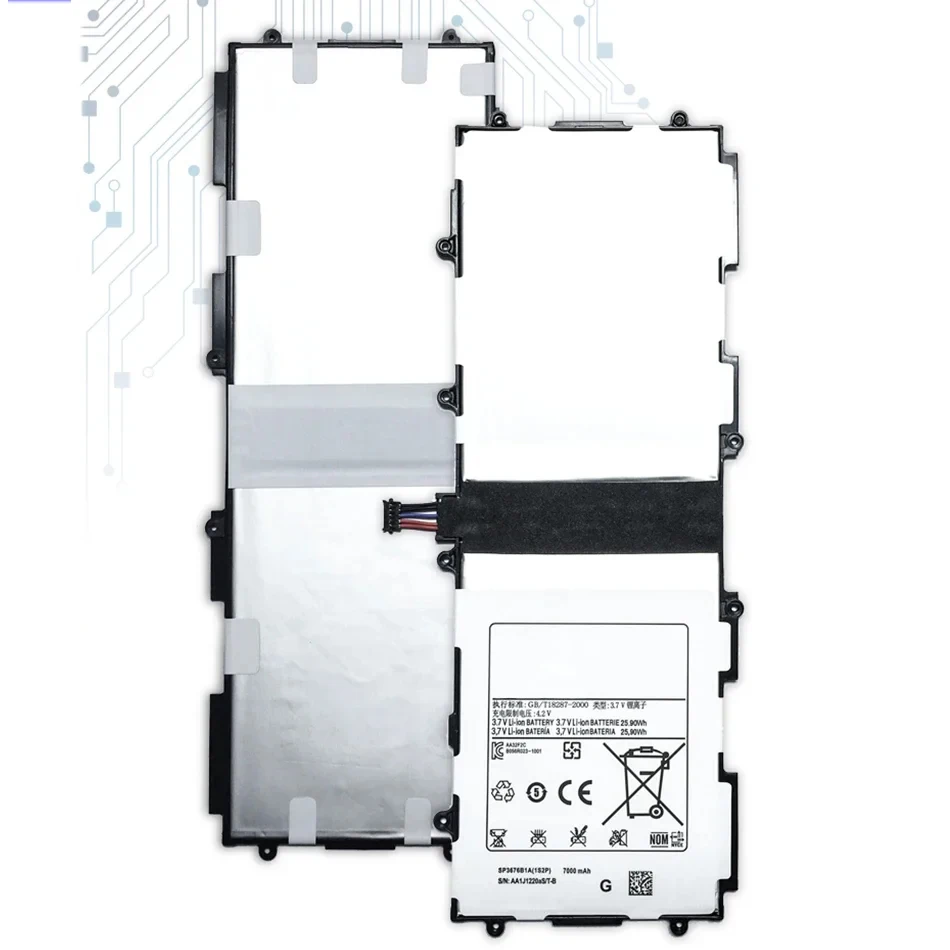 Batterie pour tablette Samsung Galaxy Note 10.1, accessoire pour modèle ightTab 2 N8000 N8010 N8020 P7500 P7510 P5100, 7000mAh, éventuelles 3676Bl'autorisation, 1S2P