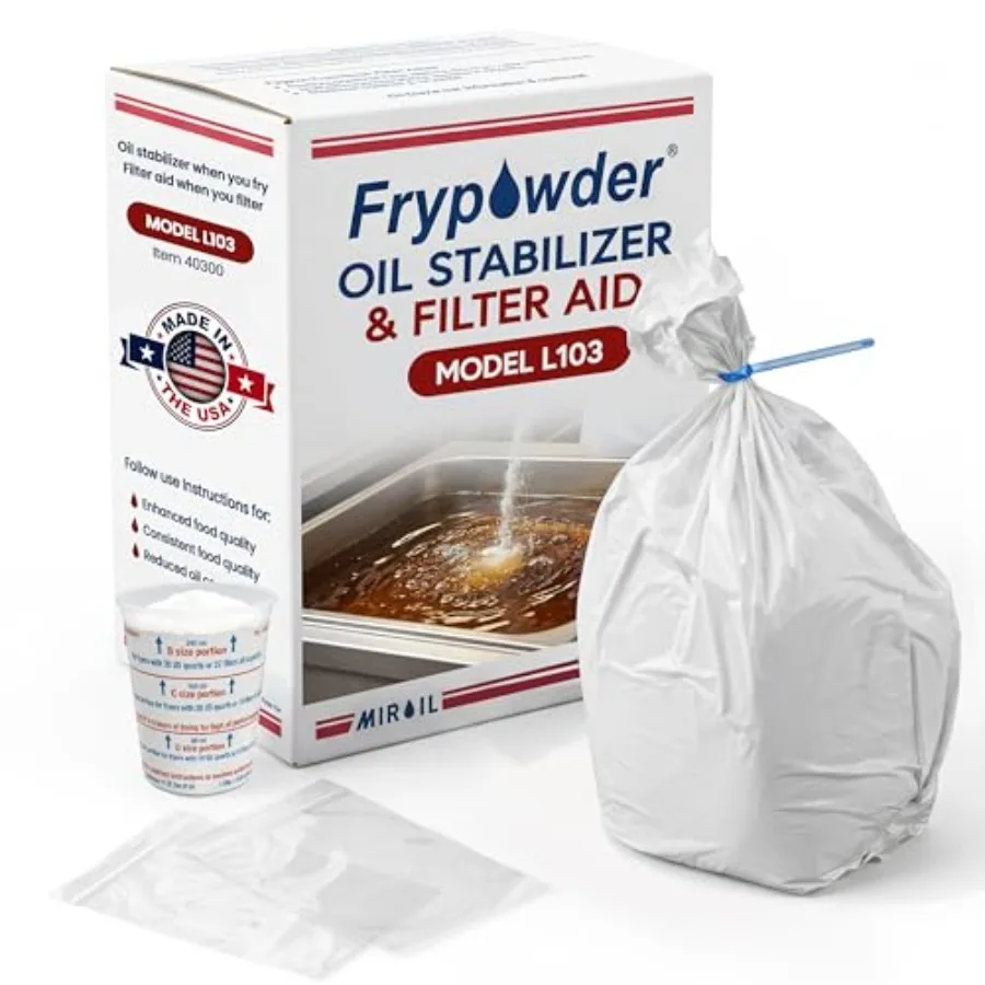 

L103 Fry Powder Oil Stabilizer and Filter Aid Case of 3 Gallons of Fry Powder Remove Fryer Oil Contaminant Save Grease and Remo