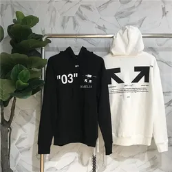 2025 Spring Autumn New Fashion Trend OW Arrow Women's Hoodie Letter Pattern Printed Hoodie Male Casual Everything Hoodies