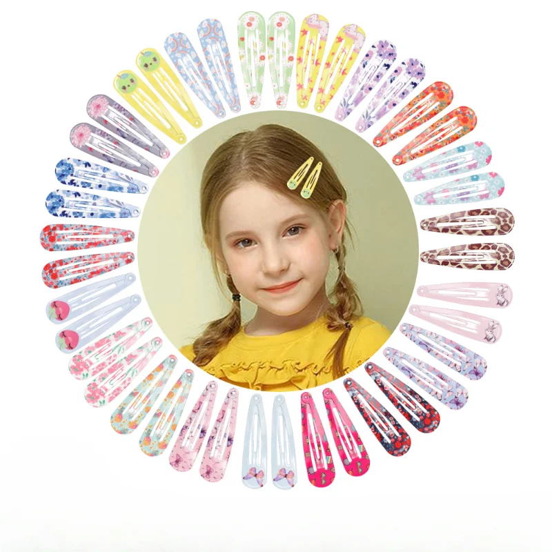 5PCS Cute Children's Colorful Bangs BB Clip Painted Water Droplet Edge Clip Baby Candy Color Goodbye Clip Hair Accessories