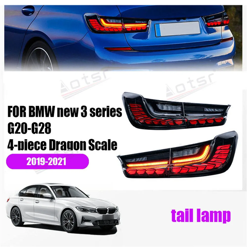 

Светодиодные фары в сборе передних фар для BMW новой 3 серии G20-G28 2019-2021, 4 шт., модифицированные детали в виде чешуи дракона