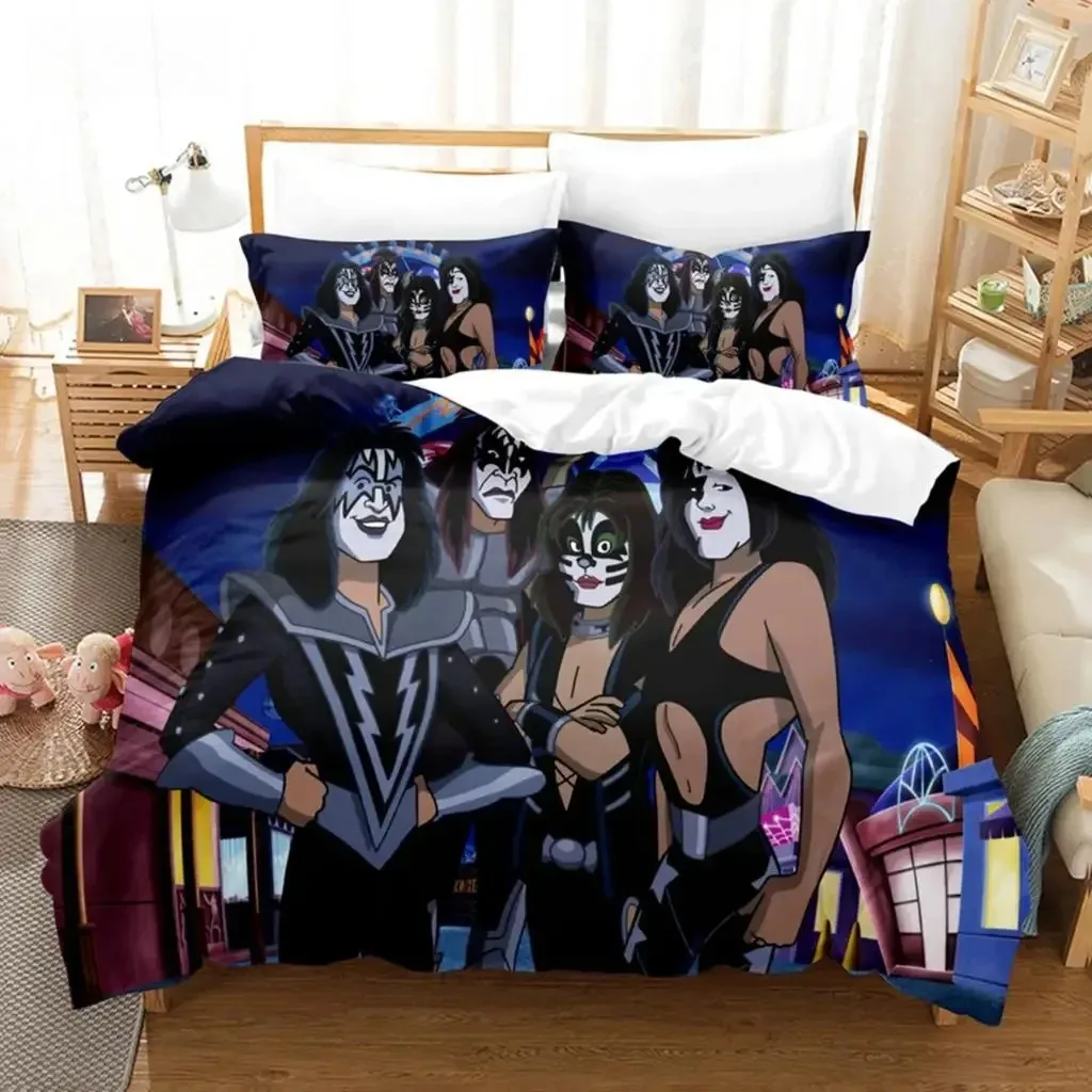 

Kiss Band Single Rock 3D NEW Duvet Cover Pillowcase Bedding Set Adult Boy Girl Bedroom Decoration Children Single Double Large