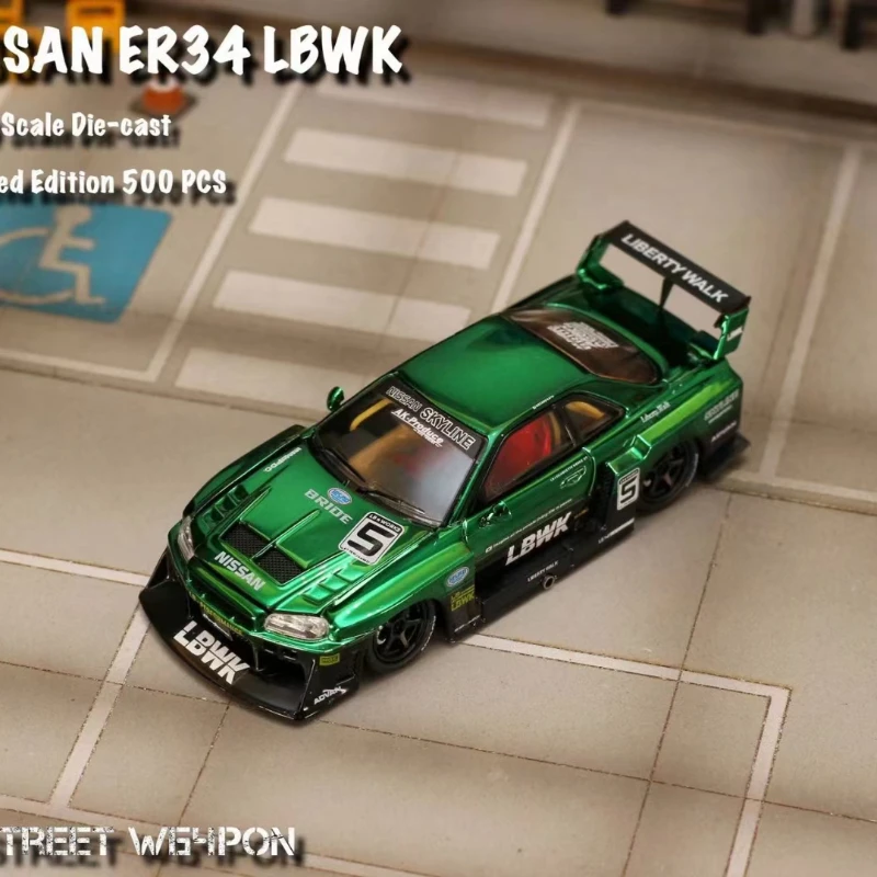 1:64, edição especial verde galvanizada LBWK ER34, simulação em miniatura estática de fundição sob pressão de liga do modelo de jogo de maré de automóvel.