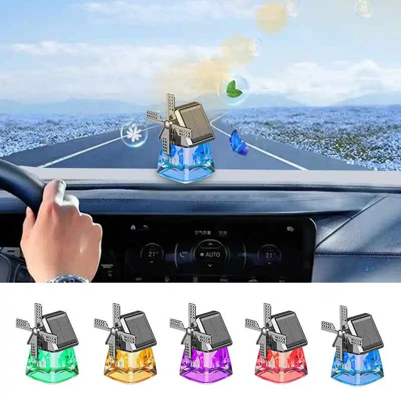 Auto Windmill Solar Air Freshener Perfume Air Outlet Aromatherapy Ornament Auto Decoration Flavoring Rotating Deodorant Diffuser