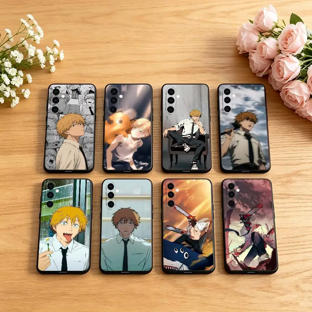 C-Chainsaw man Denji Phone Case Black Silicone Soft For Samsung Galaxy A73,A72,A71,A70,A53,A52,A51