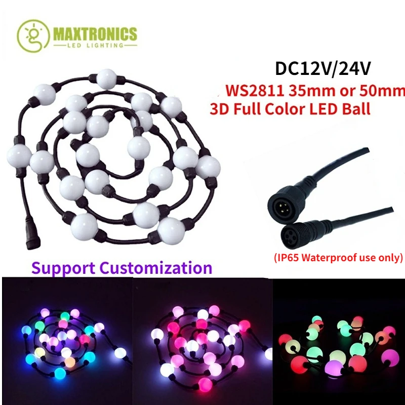 

100pcs DC12V/24V WS2811iC LED Module Full Color Bulb Lamp 35mm/50mm 5050RGB Addressable 360 Degree Emitting IP20/IP65 Waterproof