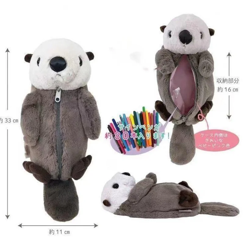 

Kawaii Bestevers Sea Otter Pencil Case Plush Sea Otter Doll Pencil Bag Pouch Make Up Bag Stuffed Animal Fluffy Stationerys Bag