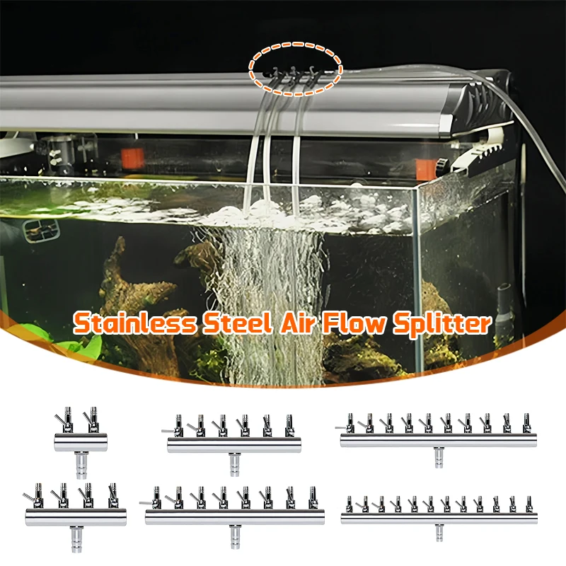 

2/4/6/8/10/12Ways Stainless Steel Air Flow Splitter Distributor Pump Valves for Aquarium Air Splitter Valve Fish Tank Air Pump