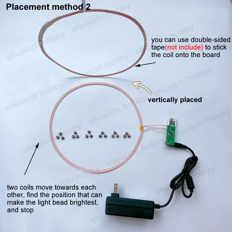 1 conjunto de bobina transmissora de fonte de alimentação sem fio, diâmetro 20cm, alta potência com receptor, contas de luz, peças diy para barco, robô, modelo de veículos