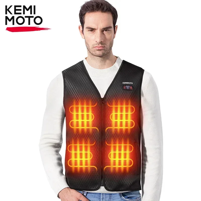 KEMIMOTO Winter Warm Heated Vest Men Women Motorcycle Heated Jacket USB Electric Smart Heating Vest For Skiing Fishing Outdoor